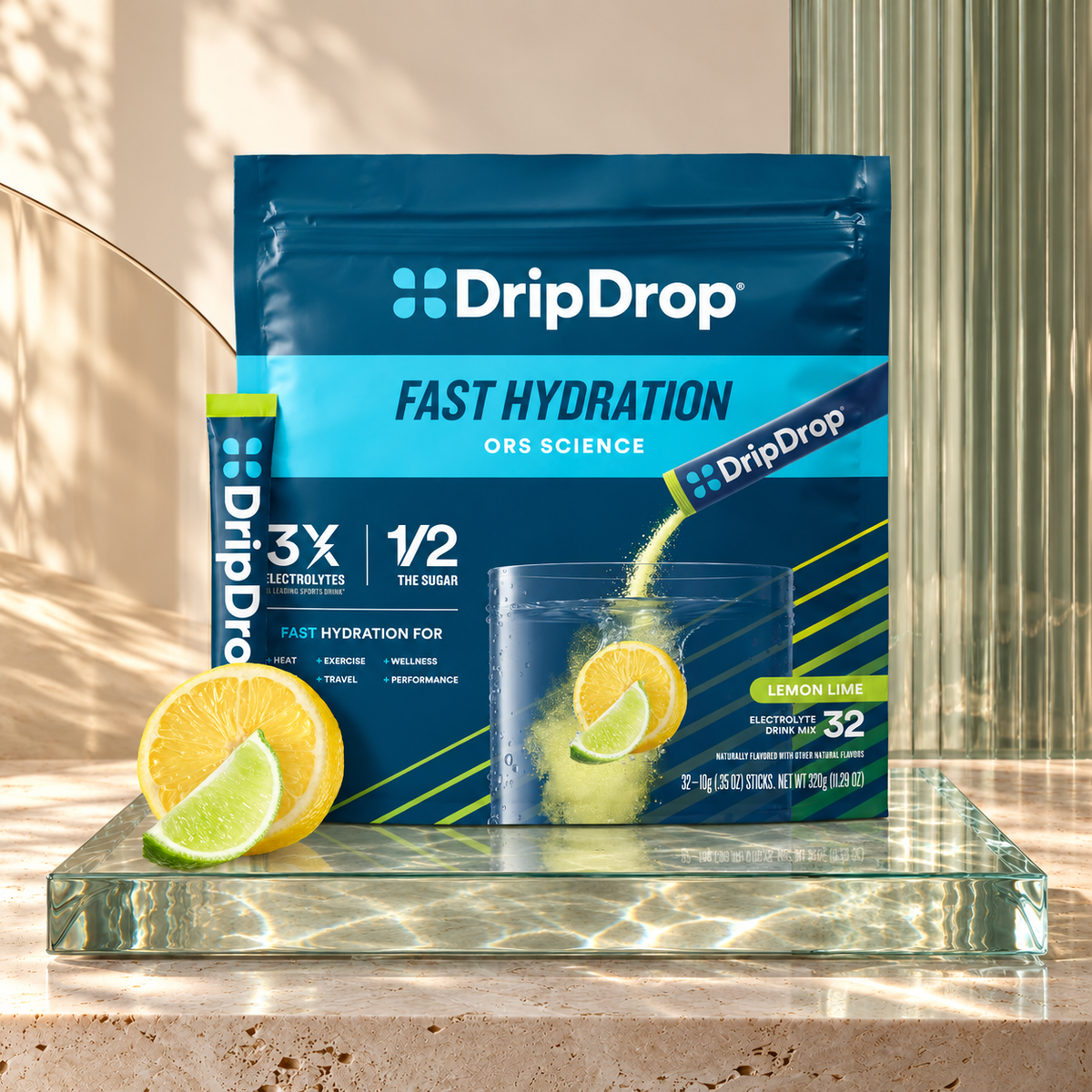 DripDrop Lemon Lime Hydration — 32 Sticks