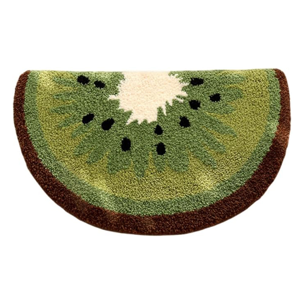 Kiwi Fruit Bath Mat semicircular design on a white background
