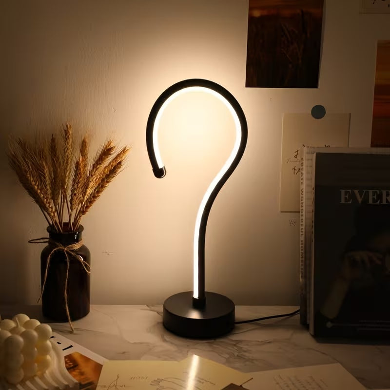 Question Mark Lamp illuminated with warm light