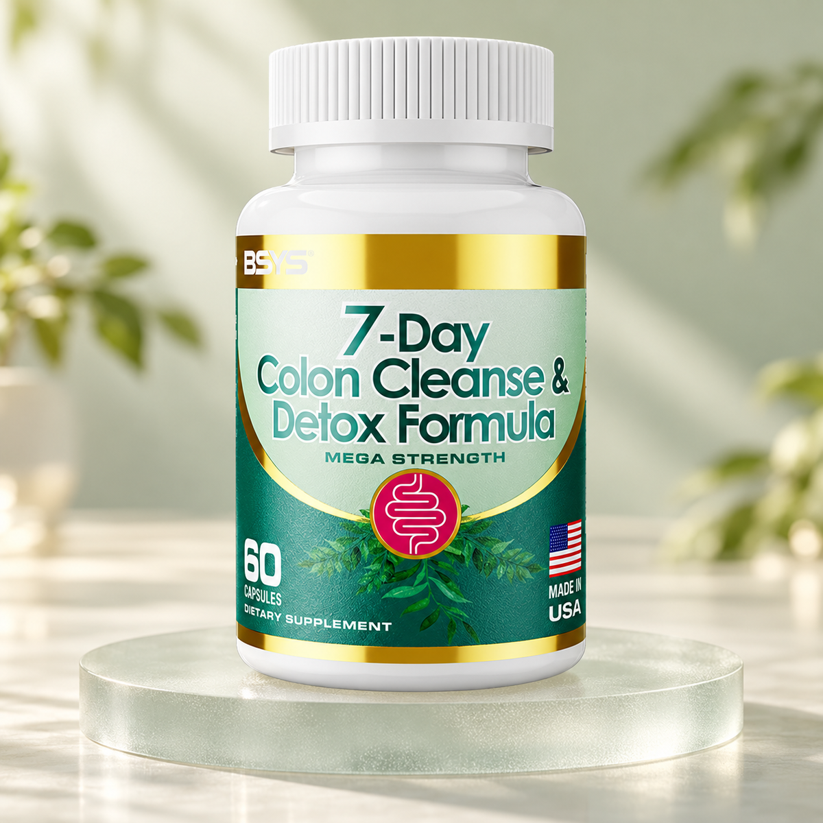 BSYS 7-Day Colon Cleanse & Detox Formula — 60 Capsules