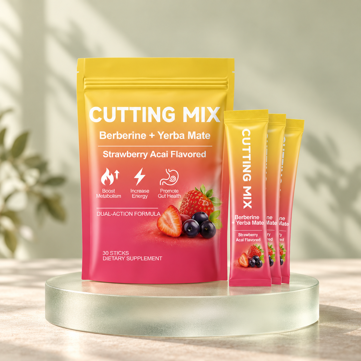 Cutting Mix Drink Sticks — Strawberry Açaí, 30 Count