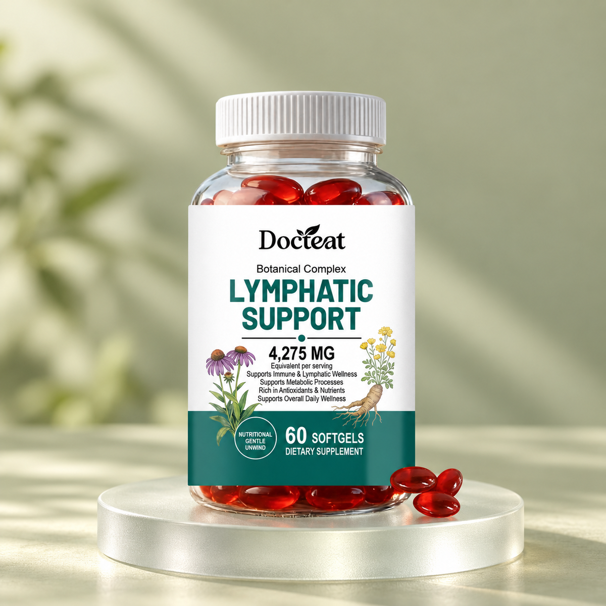 Docteat Lymphatic Support Botanical Softgels — 60 Count