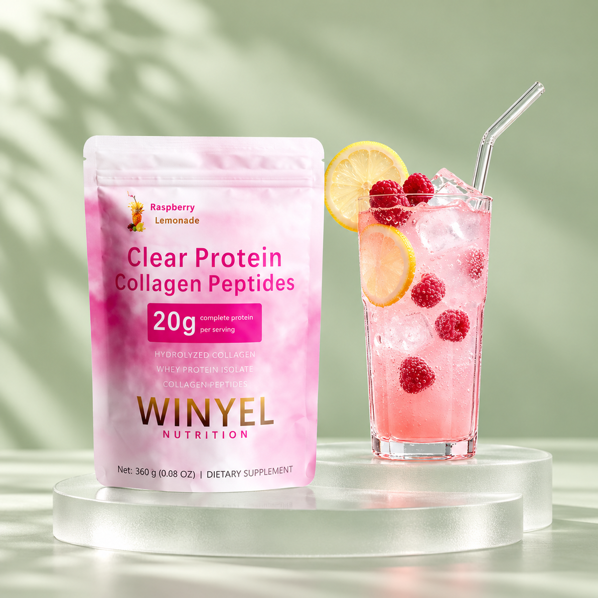 WINYEL Clear Protein & Collagen — Raspberry Lemonade, 250 g