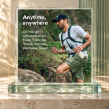 DripDrop manufacturer lifestyle image — on-the-go hydration on Zeniqas glass background