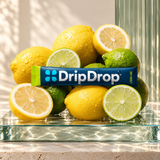 DripDrop Lemon Lime stick and citrus on Zeniqas glass stage
